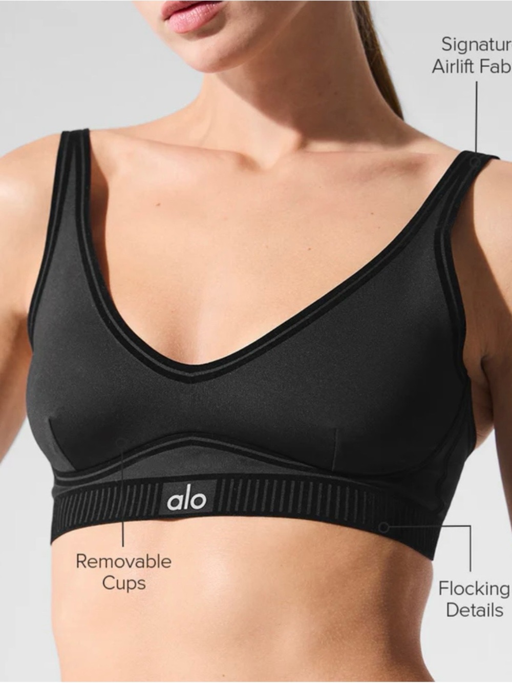 ALO Yoga Black Sports Bra with Tag Detail - Picture 4 of 5